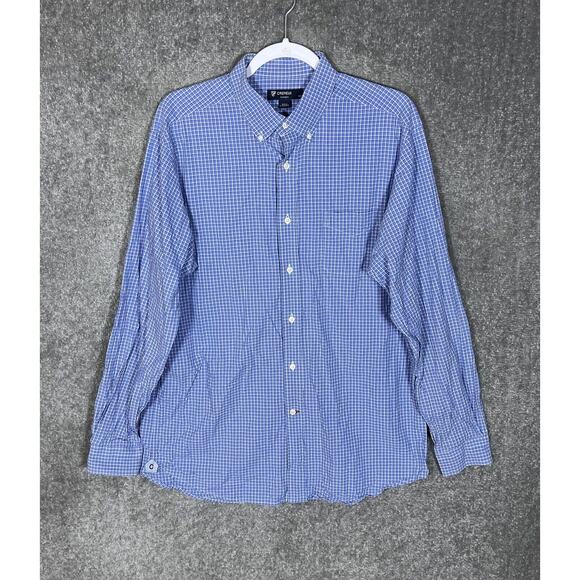 Cremieux Classics Button Down Shirt Men Size Large Blue Plaid Long Sleeve Pocket - Picture 1 of 9